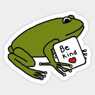Green Frog Says Be Kind Sticker